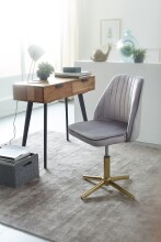 Bürostuhl >WL6.302< in Grau / gold, Samt - 60x60x100cm (LxBxH)