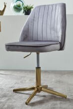 Bürostuhl >WL6.302< in Grau / gold, Samt - 60x60x100cm (LxBxH)