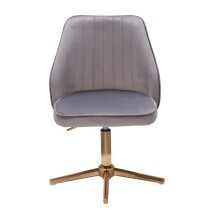 Bürostuhl >WL6.302< in Grau / gold, Samt - 60x60x100cm (LxBxH)