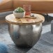 Couchtisch >WL6.310< mit Fach, in Mango, Massivholz / Metall - 43x60cm (HxD)