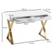 Schreibtisch >WL6.314< in Weiß / gold - 118x76x57 (BxHxT)