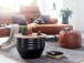 Couchtisch >WL6.324< in Mango / Schwarz, Massivholz / Metall - 41x60cm (HxD)