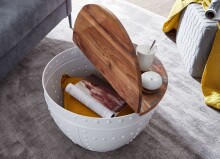 Couchtisch >WL6.328< in Mango / Weiß, Massivholz / weiss - 36x60cm (HxD)