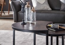 Satztisch >WL6.339< (2-teilig) in Mango Braun / Schwarz - 60x41x41 (BxHxT)