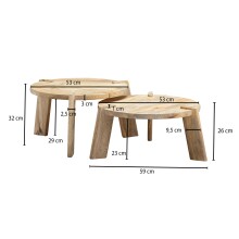 Satztisch >WL6.344< (2-teilig) in Mango, Massivholz - 32x53cm (HxD)