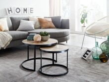 Satztisch >WL6.346< (2-teilig) in Mango / schwarz - 40x60 (HxD)