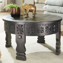 Couchtisch >WL6.349< in Mango-Schwarz, Massivholz - 36x60cm (HxD)