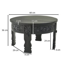Couchtisch >WL6.349< in Mango-Schwarz, Massivholz - 36x60cm (HxD)
