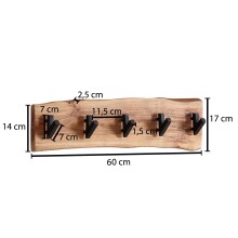 Garderobenleiste >WL6.358< in Akazie / schwarz - 60x17x9 (BxHxT)