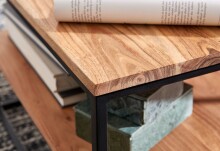 Couchtisch >WL6.363< in Akazie / schwarz, Massivholz / Metall - 60x41x60 (BxHxT)
