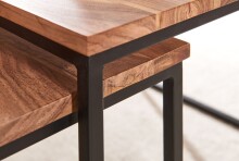 Satztisch >WL6.364< (2-teilig) in Akazie, Massivholz / Metall - 60x46x60 (BxHxT)
