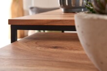 Satztisch >WL6.364< (2-teilig) in Akazie, Massivholz / Metall - 60x46x60 (BxHxT)