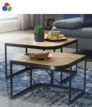 Satztisch >WL6.340< (2-teilig) in Mango / Schwarz -...