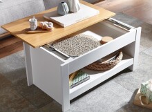 Couchtisch >WL6.382< in Weiß / Eiche Dekor,...