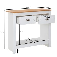 Konsolentisch >WL6.386< in Weiß / Eiche Dekor, Holzwerkstoff - 85x76x35 (BxHxT)