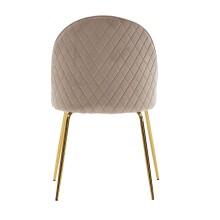 Esszimmerstuhl >WL6.402< (2er-Set) in Beige / gold, Samt - 53x87x50cm (BxHxT)