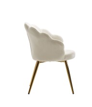 Sessel >WL6.438< in Weiß / Gold, Samt - 47,5x80x53cm (BxHxT)