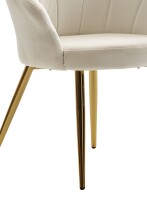 Sessel >WL6.438< in Weiß / Gold, Samt - 47,5x80x53cm (BxHxT)