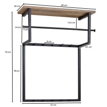 Wandgarderobe >WL6.452< in Mango / Schwarz - 60x76x26 (BxHxT)
