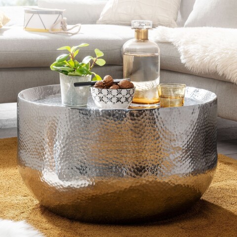 Couchtisch >WL6.453< in Silber, Aluminium - 35x60cm (HxD)
