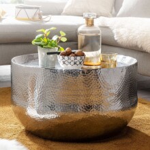 Couchtisch >WL6.453< in Silber, Aluminium - 35x60cm (HxD)