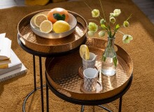 Satztisch >WL6.459< (2-teilig) in Gold / Schwarz, Metall - 45x38cm (HxD)