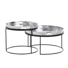 Satztisch >WL6.462< (2-teilig) in Silber / Schwarz, Metall - 33x56cm (HxD)