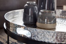 Satztisch >WL6.462< (2-teilig) in Silber / Schwarz, Metall - 33x56cm (HxD)