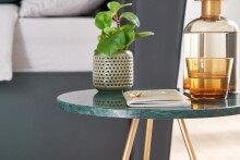 Beistelltisch >WL6.463< in Baroda Grün / gold, Marmor / Metall - 44x38cm (HxD)
