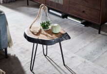 Beistelltisch >WL6.475< in Akazie / schwarz - 40x40x32 (BxHxT)