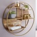 Wandregal >WL6.476< in gold, Metall + Mango / Rattan - 17x62cm (TxD)