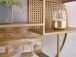 Wandregal >WL6.476< in gold, Metall + Mango / Rattan - 17x62cm (TxD)