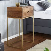 Nachtkonsole >WL6.478< in Mango / Gold, Massivholz...