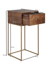 Nachtkonsole >WL6.478< in Mango / Gold, Massivholz / Metall - 40x75x35cm (BxHxT)