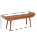 Sitzbank >WL6.479< in Braun / Mango, Echtleder / Massivholz - 125x50x38 (BxHxT)