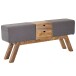 Sitzbank >WL6.480< in Grau / Mango, Stoff / Massivholz - 120x56x30cm (BxHxT)