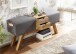 Sitzbank >WL6.480< in Grau / Mango, Stoff / Massivholz - 120x56x30cm (BxHxT)