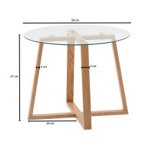 Couchtisch >WL6.494< in Eiche, Glas / Massivholz - 47x58cm (HxD)