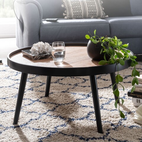Couchtisch >WL6.496< in Schwarz, Holzwerkstoff - 40x76cm (HxD)