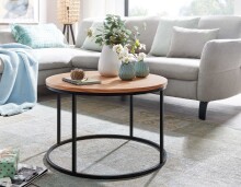 Couchtisch >WL6.511< in Eiche / schwarz, furniert / Metall - 45x70cm (HxD)