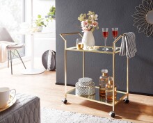 Servierwagen >WL6.505< in Gold, Metall / Glas - 73x78x37cm (BxHxT)