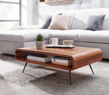 Couchtisch >WL6.534< in Sheesham, Massivholz / Edelstahl - 90x30x55cm (BxHxT)