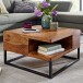 Couchtisch >WL6.535< in Sheesham, Massivholz / Edelstahl - 60x35x60cm (BxHxT)