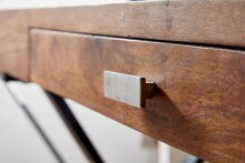Schreibtisch >WL6.540< in Sheesham / schwarz - 120x78x55 (BxHxT)