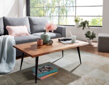 Couchtisch >WL6.543< in Sheesham / schwarz - 110x40x60 (BxHxT)