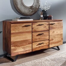 Sideboard >WL6.544< in Sheesham / schwarz -...