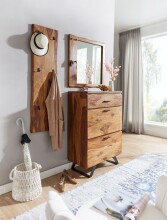 Garderobenpaneel >WL6.548< in Sheesham / schwarz - 40x140x7 (BxHxT)