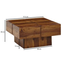 Couchtisch >WL6.549< in Sheesham, Massivholz - 58x30x58cm (BxHxT)