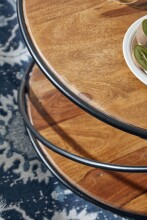 Couchtisch >WL6.551< in Sheesham / schwarz, Massivholz / Edelstahl - 35x58 (HxT)