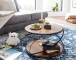 Couchtisch >WL6.551< in Sheesham / schwarz, Massivholz / Edelstahl - 35x58 (HxT)